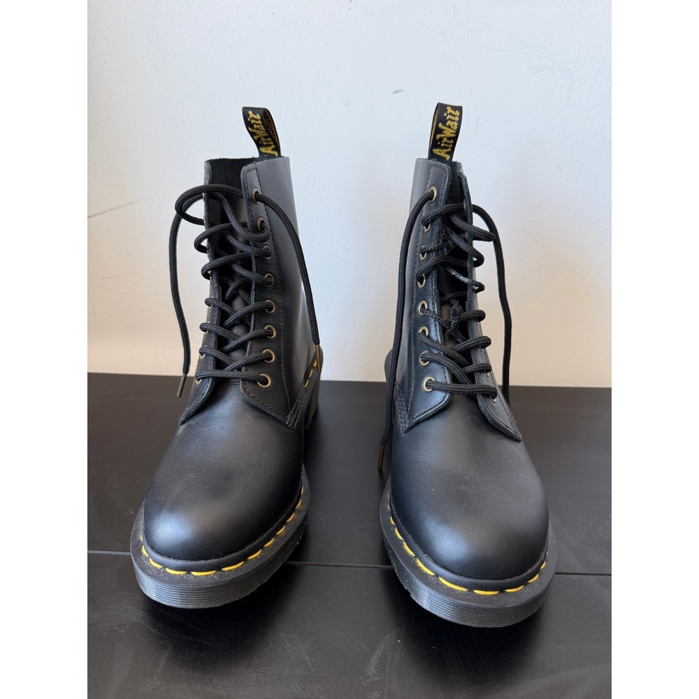 Dr. Martens Clemency Black Leather 8-Eye Lace Up Block Heel Boots US9 EU41 - Picture 6 of 13